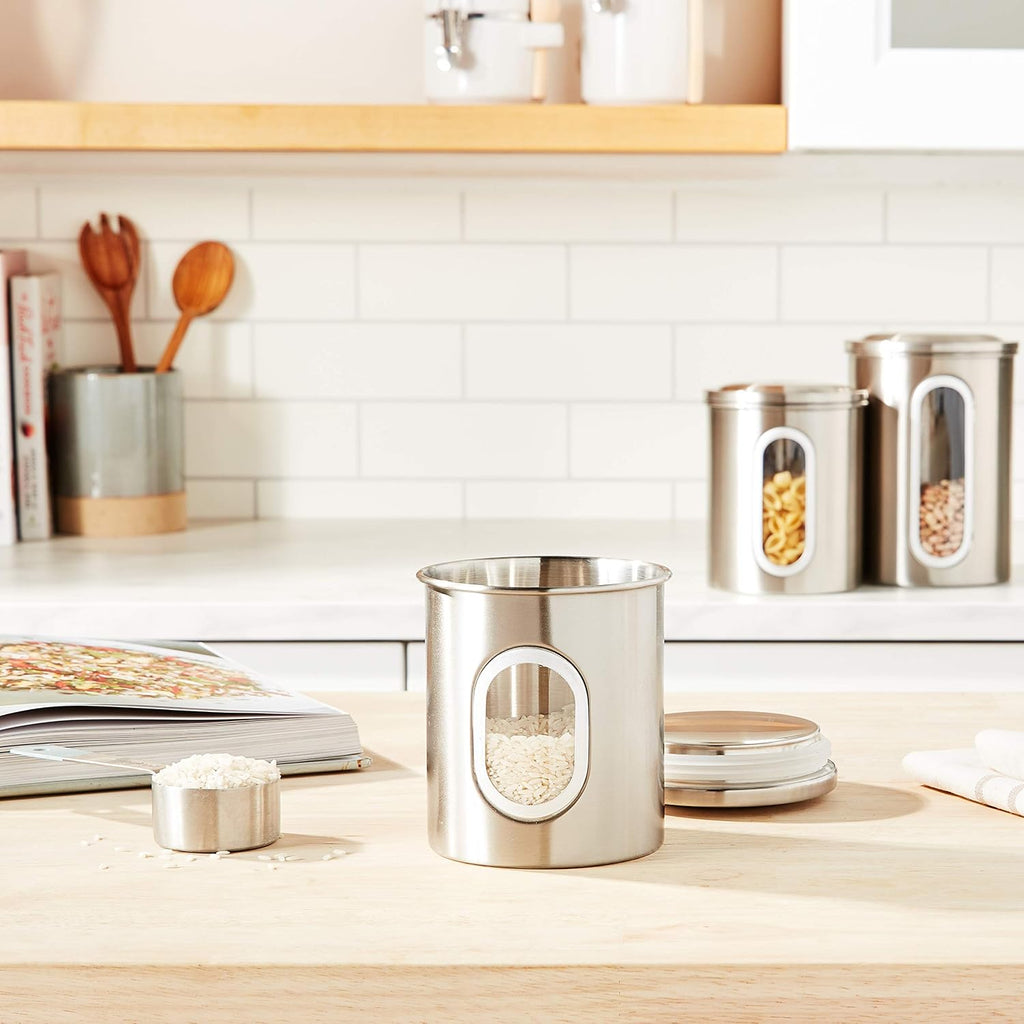 Stainless Steel Canister Set Counter, 3 Container Set - Set of 3