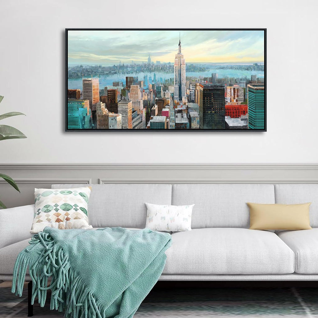 Abstract Wall Art - Modern New York City Wall Art Large Canvas Pictures Bedroom, Wall Decor Framed Painting Elegant
