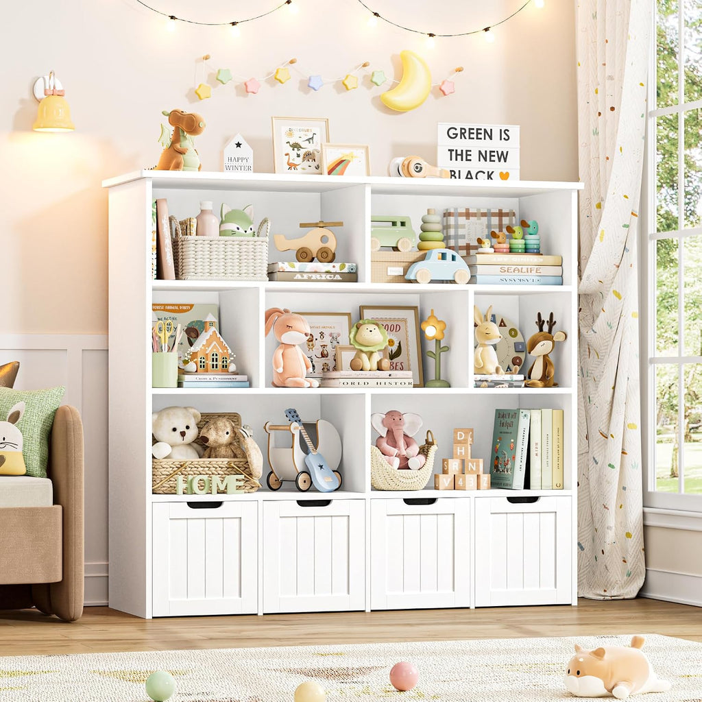 Toy Storage Organizer with Movable Drawer Toy Organizer for Kids | Kids Bookshelf and Toy Chest Storage with Hidden