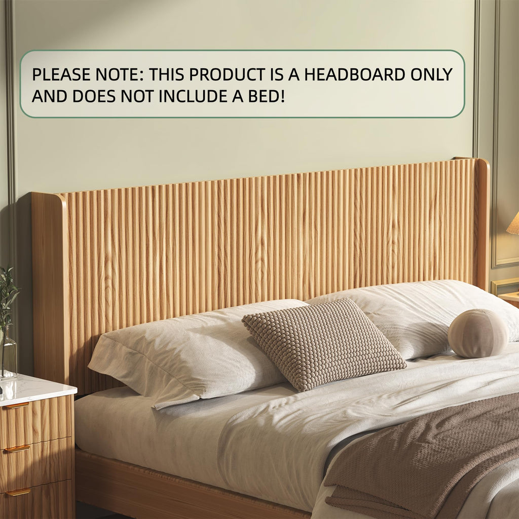 80.3'' Wood Headboard with Charging Stations, Modern Wall Mounted Headboards, Farmhouse Bed headboard Only