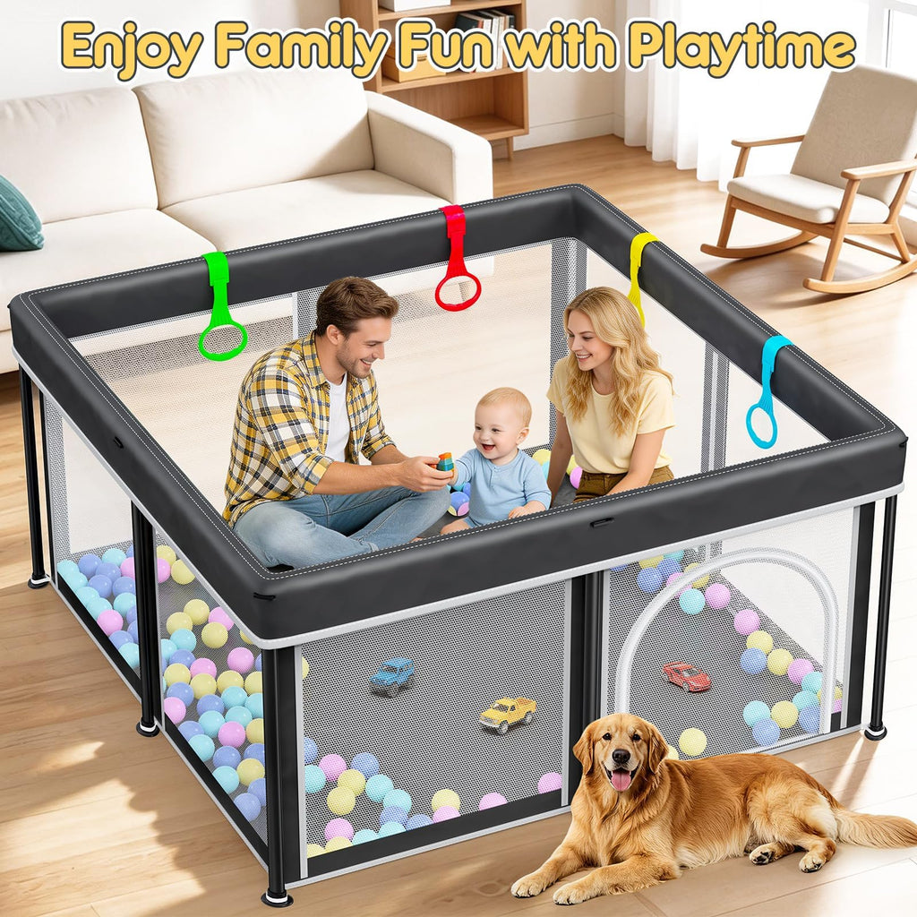 Foldable Baby Playpen with Mat 50"×50" Playpen for Babies and Toddlers