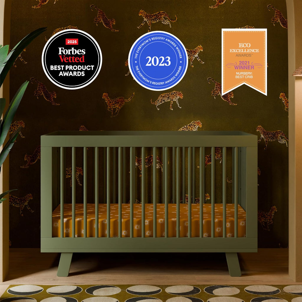 Hudson 3-in-1 Convertible Baby Crib, Olive Green | Baby Crib Converts to Toddler Bed & Daybed - GREENGUARD Gold