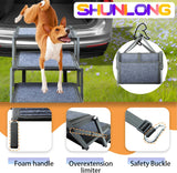 Dog Ramp for Car Truck and SUV Dog Stairs for Large Dogs Folding Pet Stairs with Non-Slip Rug Surface Supports Up to