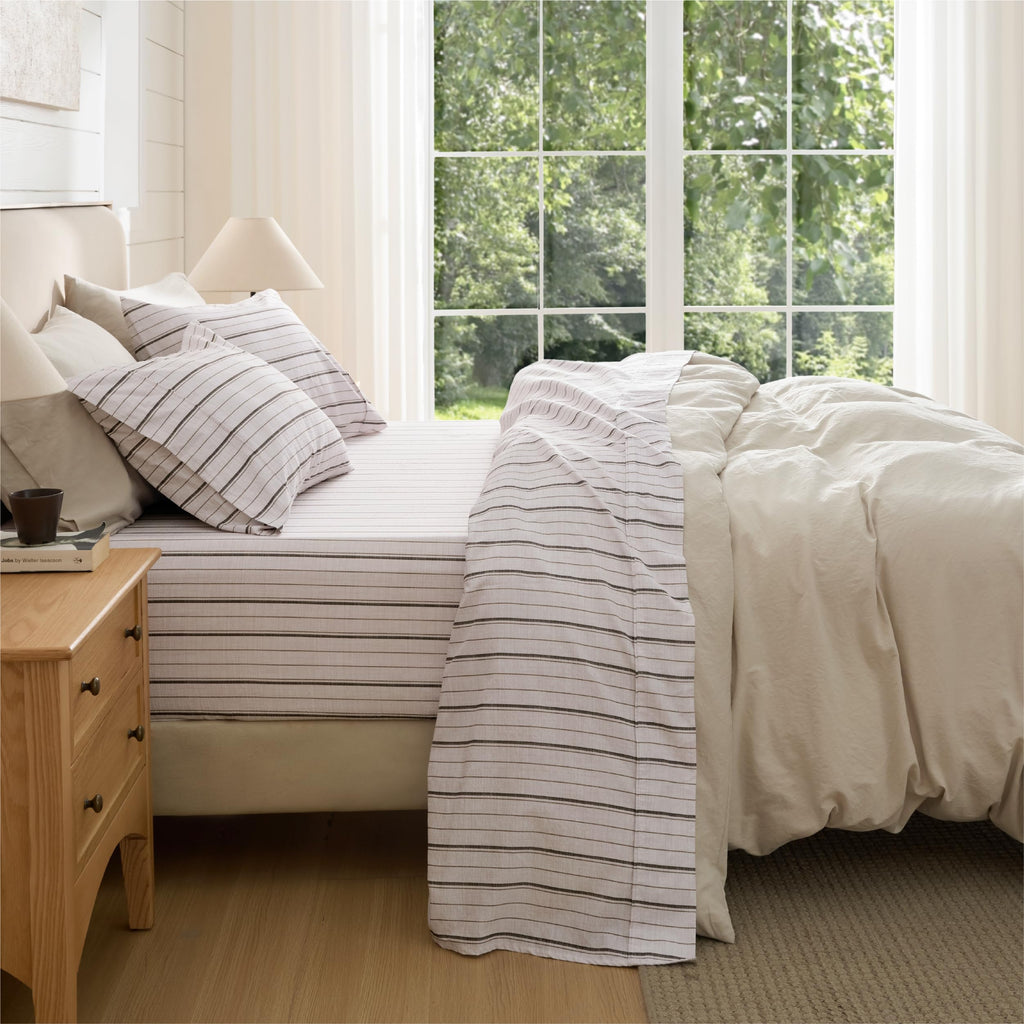 Striped Sheets -Imitation Cotton Fits Up to 16" Mattress