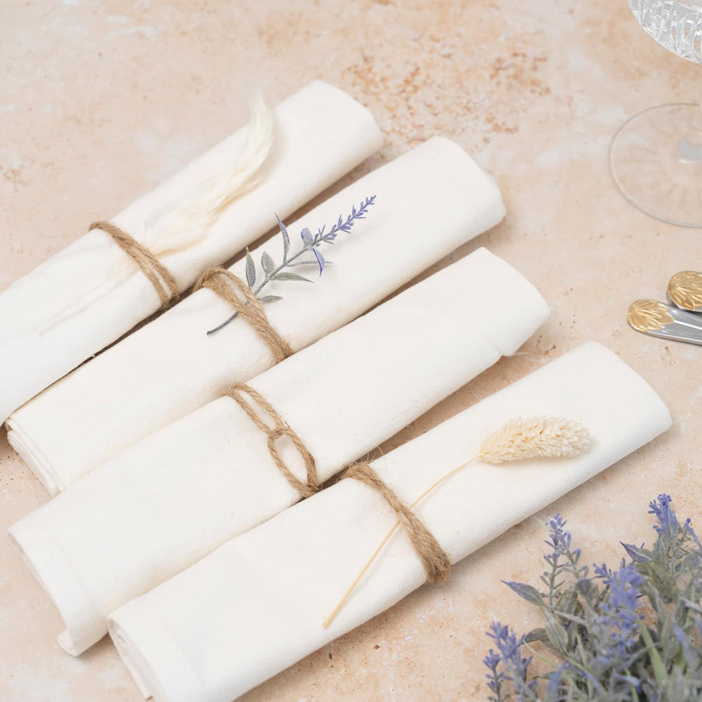 Reusable Cloth Dinner Napkins - 12 Pack, 18"x18", 100% Cotton, Washable, Ivory Napkins - Cream Flour Sack Cotton with