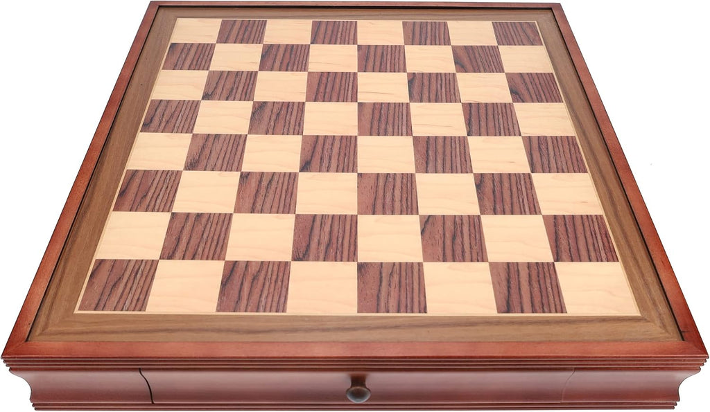 Deluxe Wooden Chess Board with Storage Drawers - Camphor Wood 19 in., Luxury Chess Set & Checkers for Adults