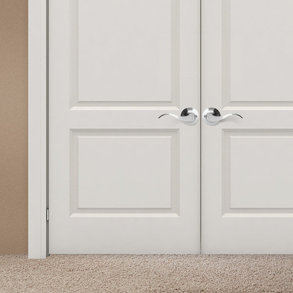Dummy Lever Door Handle [Pack of Two] for Closets with a Satin Nickel Finish, Single Side, Non-Turning Pull Only