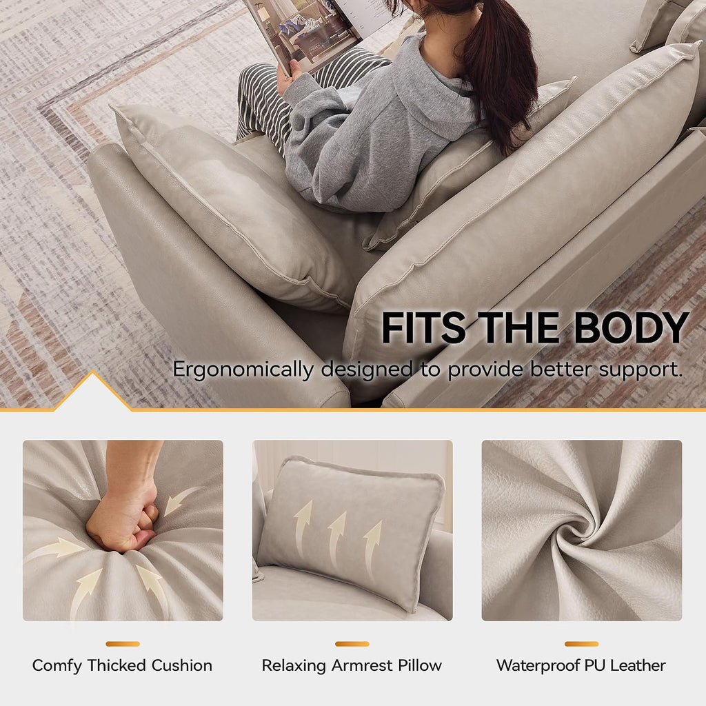 41'' Modern Leather Oversized Chair, Upholstered Accent Living Room Chair with Extra Thicked Deep Seat, Single Lounge