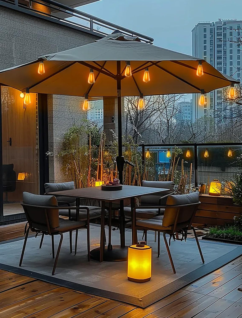 Outdoor Patio String Lights: 150Ft 45M Outside Waterproof Light - Remote Dimmable ST38 Shatterproof Bulb Connectable