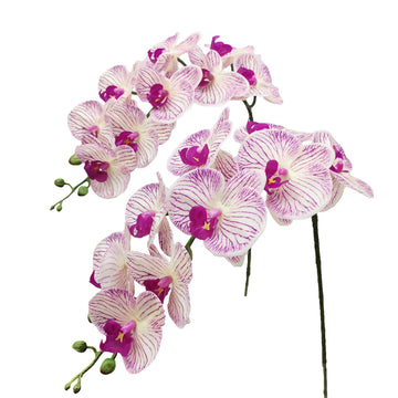 Faux Orchid Stems Artificial Flowers Purple Pattern 38 Inch 2pcs
