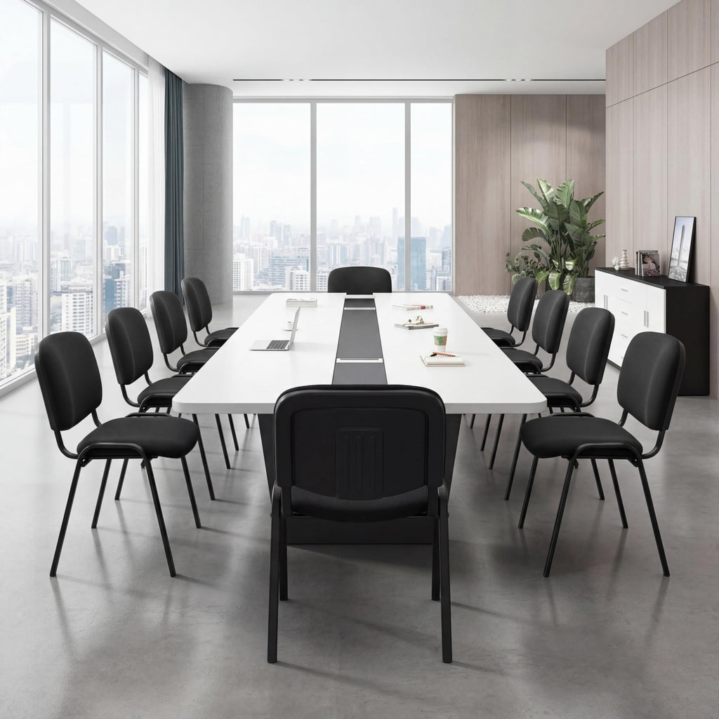 Stackable Office Guest Chairs, Reception Waiting Room Chairs with Padded Seat & Back, Armless No Wheels Conference