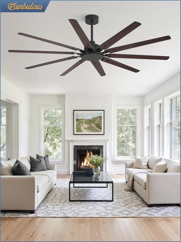 72 Inch Large Ceiling Fan Without Light, Modern Indoor/Outdoor Ceiling Fans No Light with Remote