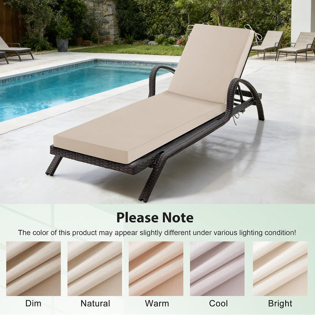 Chaise Lounge Cushions Outdoor, 72x 21x 3 Inch Waterproof & Fade-Resistant Lounge Chair Cushion, Outdoor Chaise