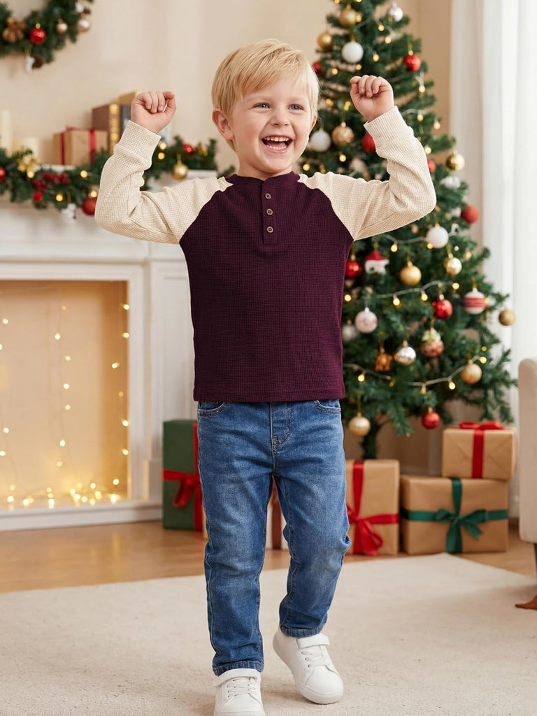 3 Pack Toddler Boys Waffle Long Sleeve Henley Shirt Toddler Long Sleeve Shirt Fall Toddler Boy Clothes