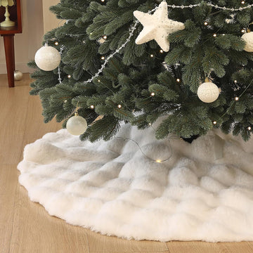 48 inch Large White Christmas Tree Skirt Faux Fur Tree Skirts