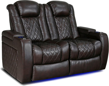 Tuscany Home Theater Seat - Nappa Leather Power Recliner with Cool Gel Memory Foam, USB-C/A Charging, RGB LED Lights