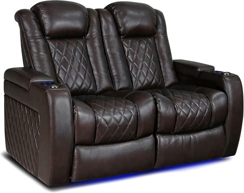 Tuscany Home Theater Seat - Nappa Leather Power Recliner with Cool Gel Memory Foam, USB-C/A Charging, RGB LED Lights