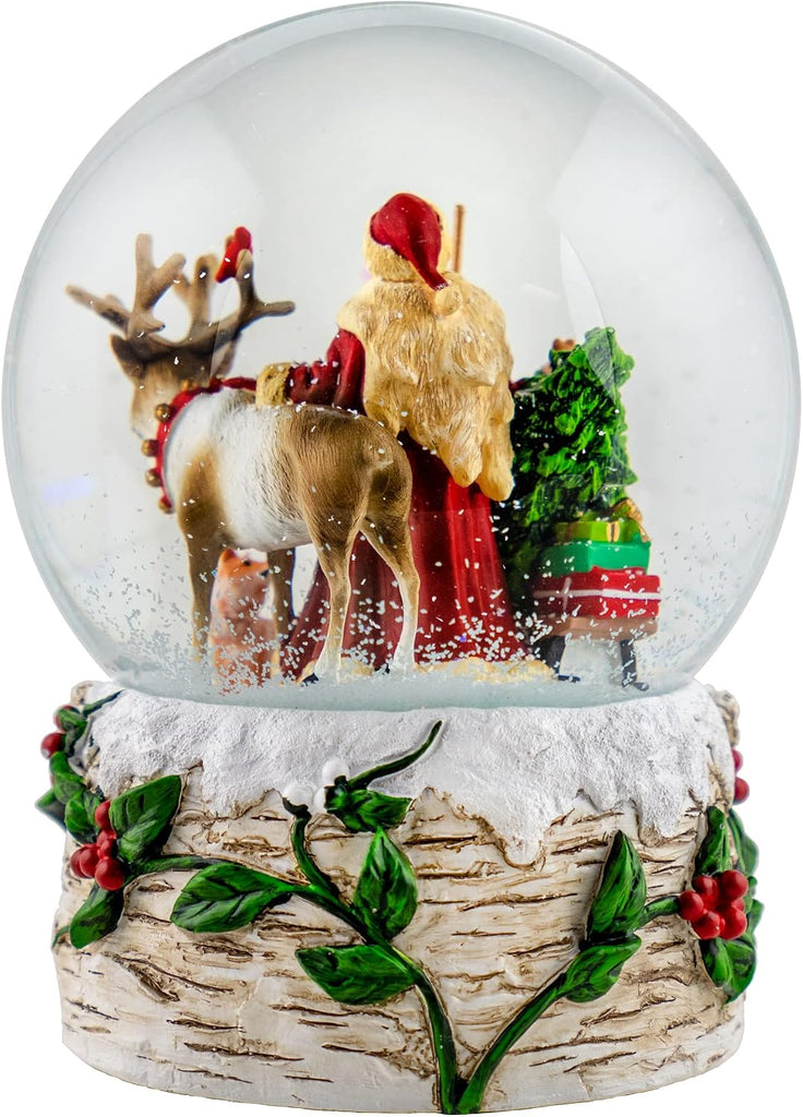120MM Musical Santa w/Reindeer Snow Globe by San Francisco Music Box Company