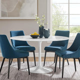 Lippa Round 54" Mid-Century Modern Artificial Marble Dining Table in White