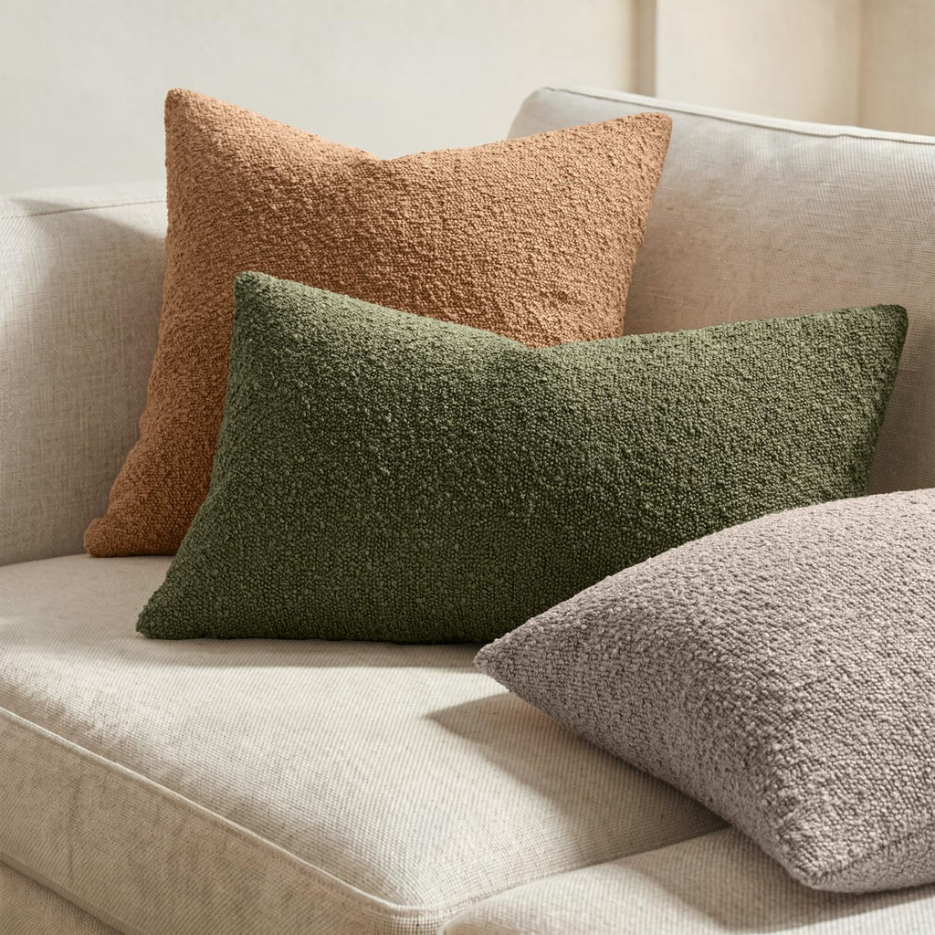 12x20 Decorative Lumbar Boucle Couch Pillow Covers Moss Green