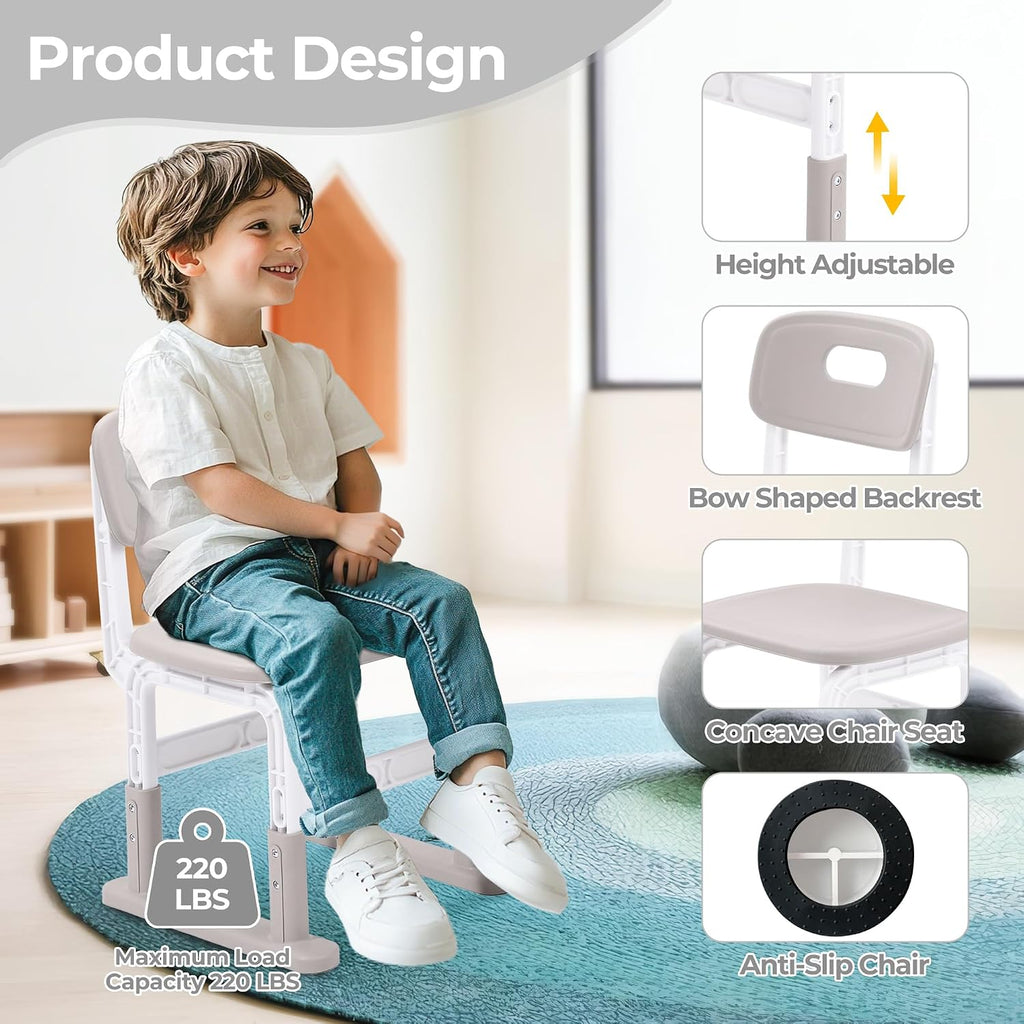 Kids Desk & Chair Set, Height Adjustable, Graffiti Desktop, Grey