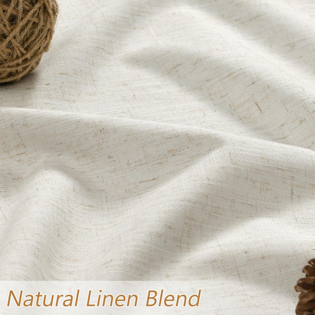 Extra Wide 100% Blackout Linen Curtains 108 Inches Cream