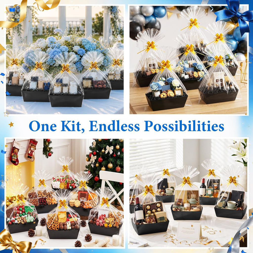 10 Pack Empty Gift Baskets to Fill - 12" x 10" Large Baskets for Gifts Empty, Sturdy DIY Gifts Baskets Sets with 500g