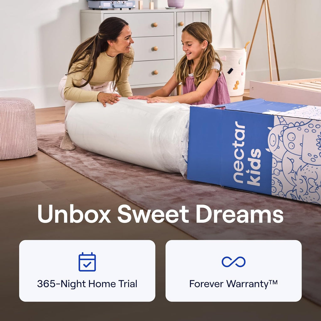 Kids 8" Twin Memory Foam Mattress, 2-Side Design, Ages 3-12 | Pressure Relieving Memory Foam, Fiberglass Free