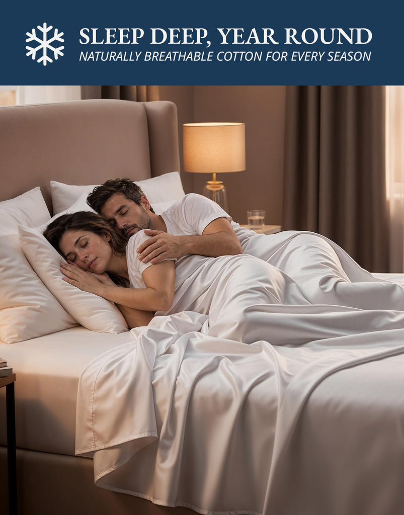 Sheets 100% Egyptian Cotton Sateen - White