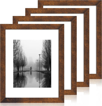 11x14 Picture Frame Set of 4 with Tempered Glass, Rustic Frame Display 8x10 Pictures with Mat or 11 x 14 Without Mat