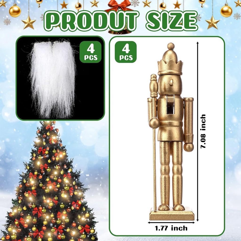 4 Pcs Christmas Nutcracker Figures 7 Inch Wooden Soldier,Gold