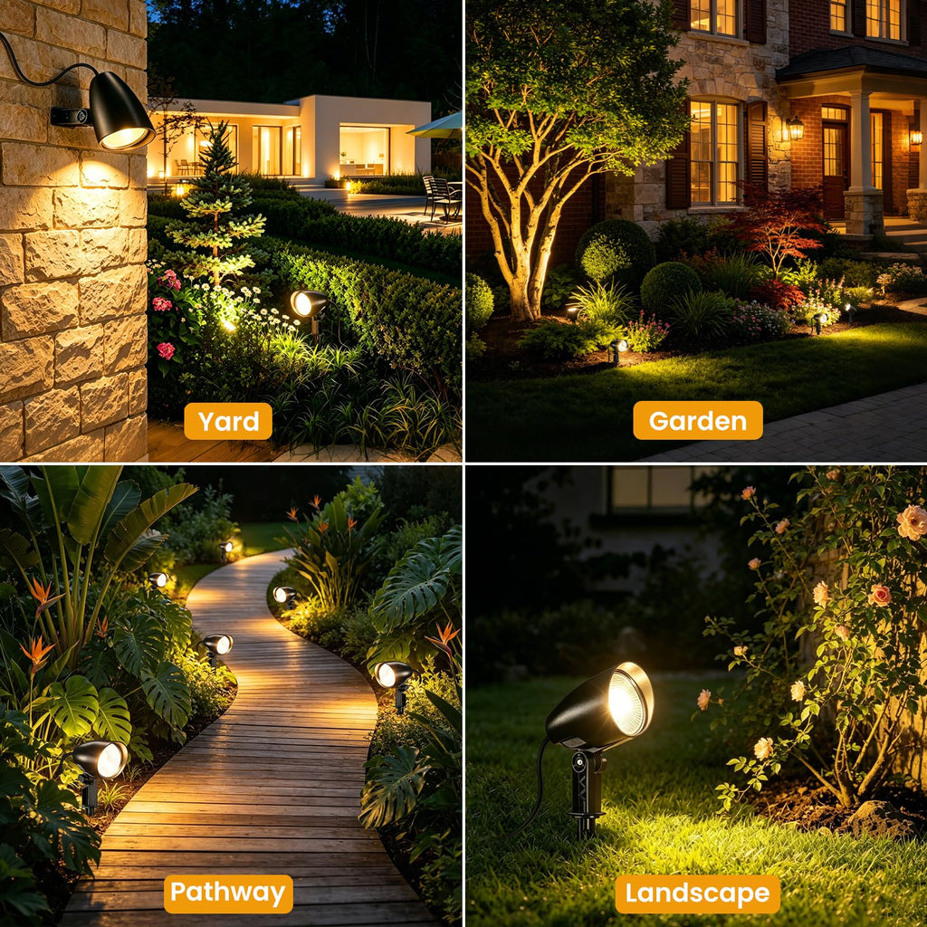 20W Low Voltage Landscape Lighting Kit, 2700K Outdoor Spotlight 6Pack