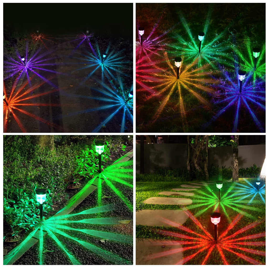 Solar Outdoor Path Lights, Color Changing Waterproof IP65 Auto On/Off Solar Landscape Pathway LED Lights for Back
