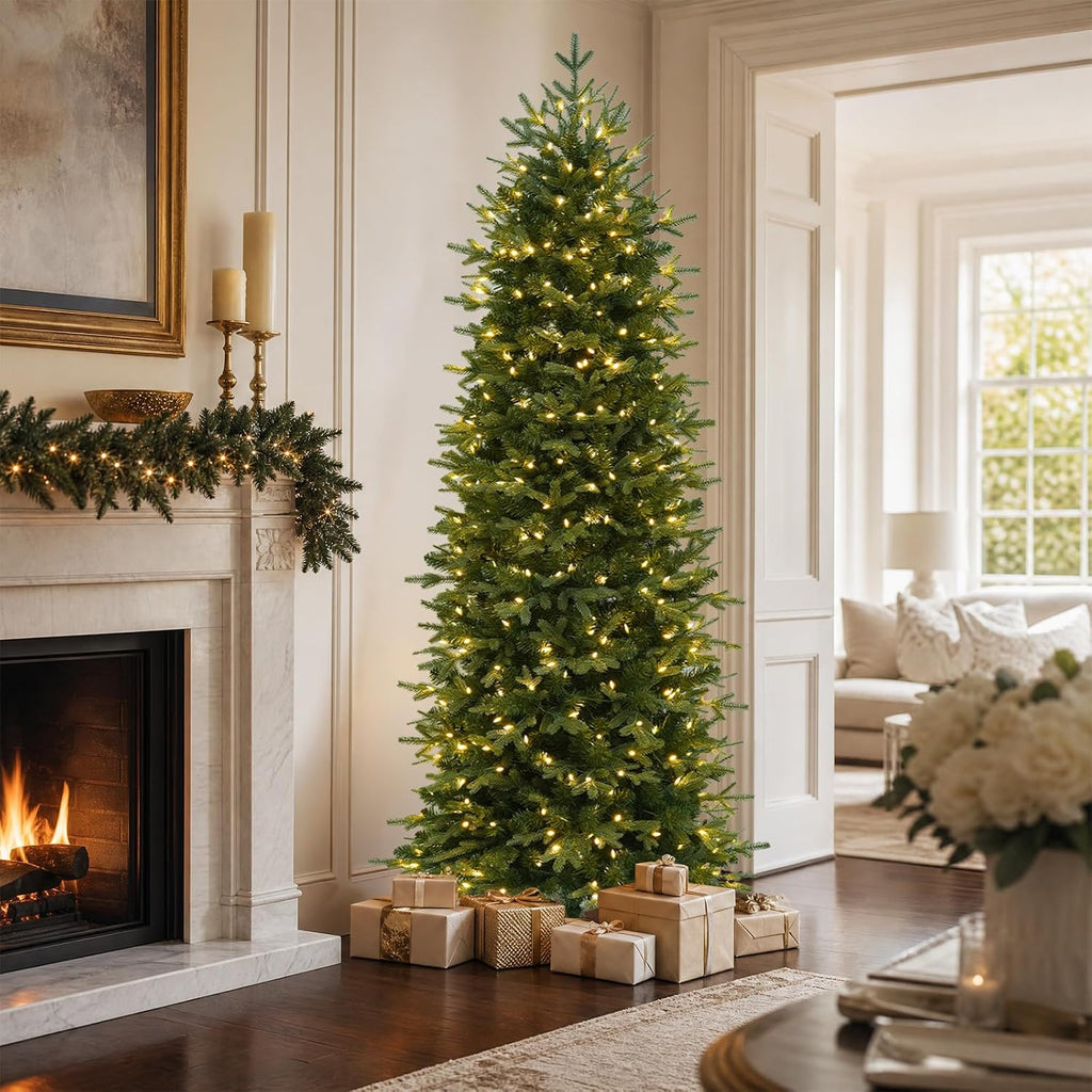 Prelit Pencil Christmas Tree with 400 Warm White LEDs