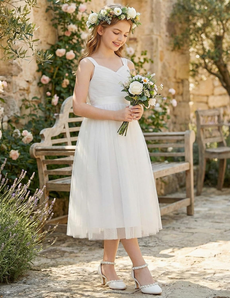 Flower Girl Dress Spaghetti Strap Tulle Long Formal Party Dresses