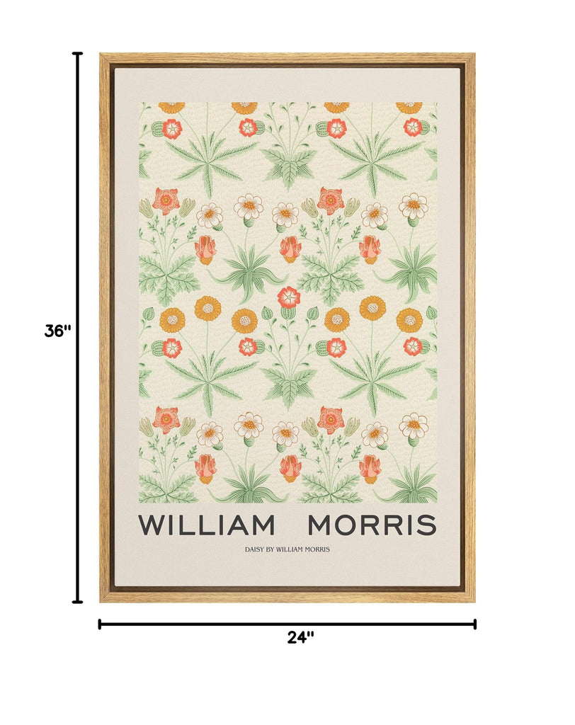 Framed Canvas Print Wall Art Daisy Flowers by William Morris Historic Cultural Illustrations Fine Art Traditional