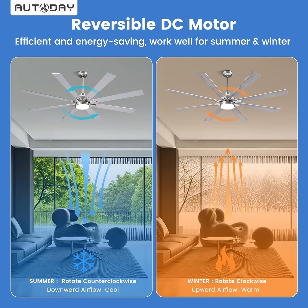 62" Ceiling Fan with LED Light and Remote - Brushed Nickel / Walnut