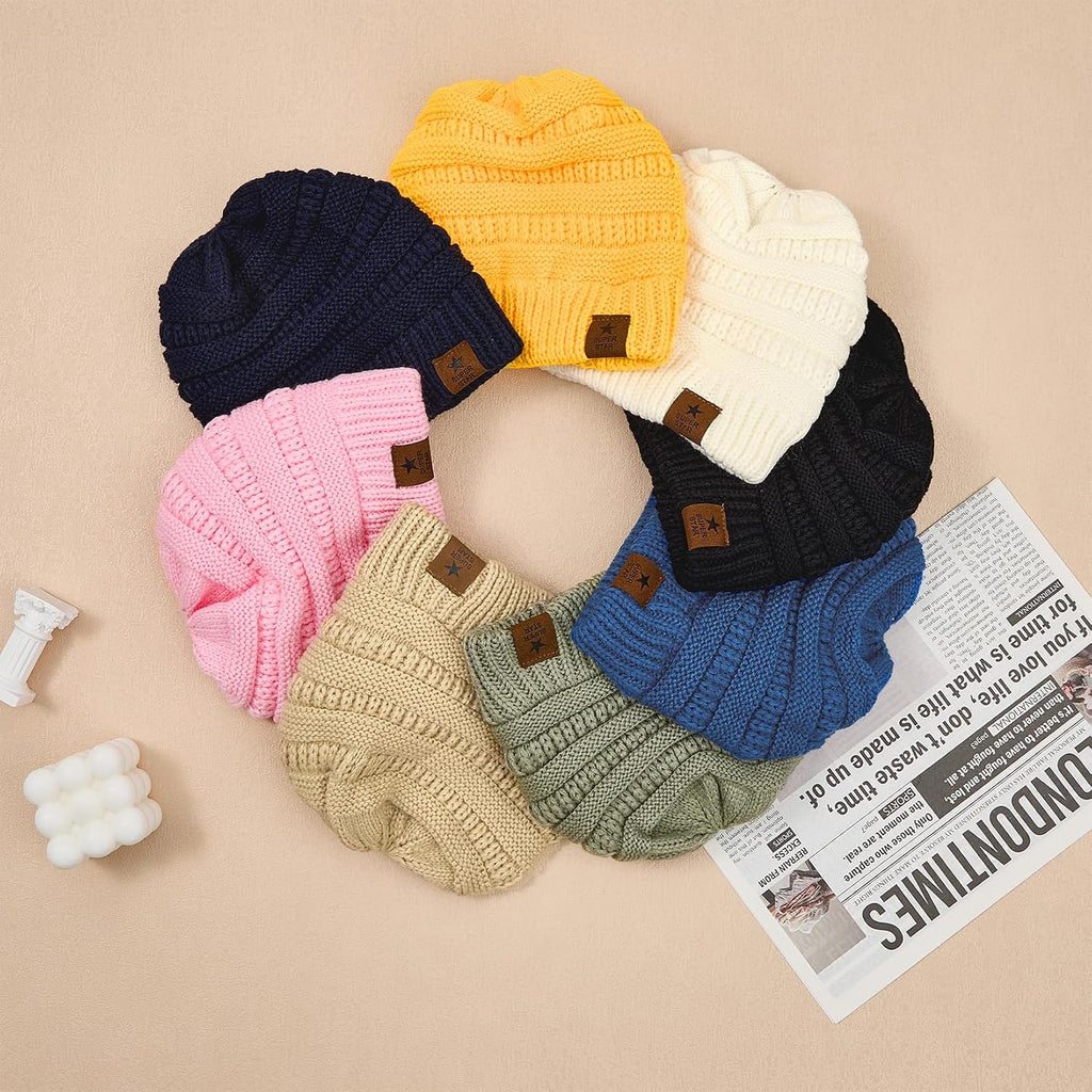 Satin Lined Baby Beanie 3 Pack Winter Knit Hat Infant Toddler