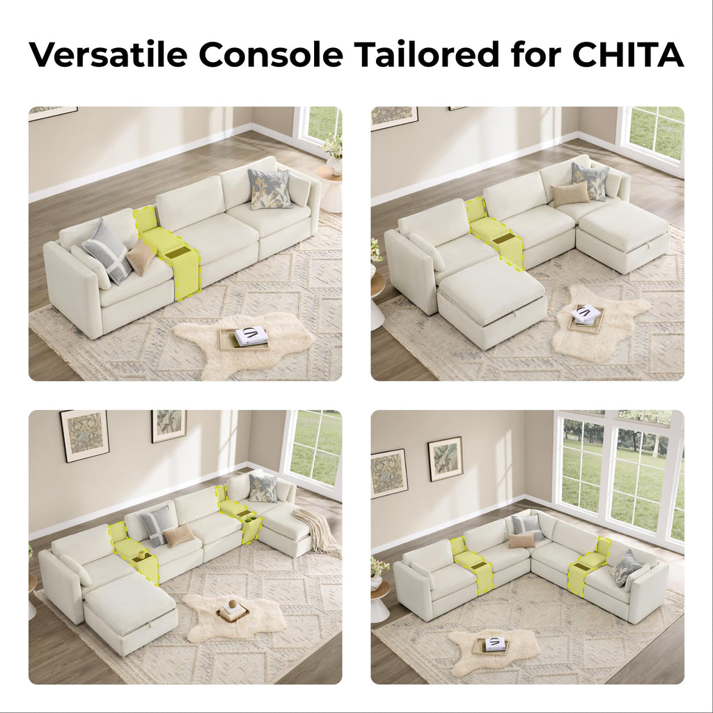 146" Modular Sectional Sofa, 6 Seat Modular Couch, Linen