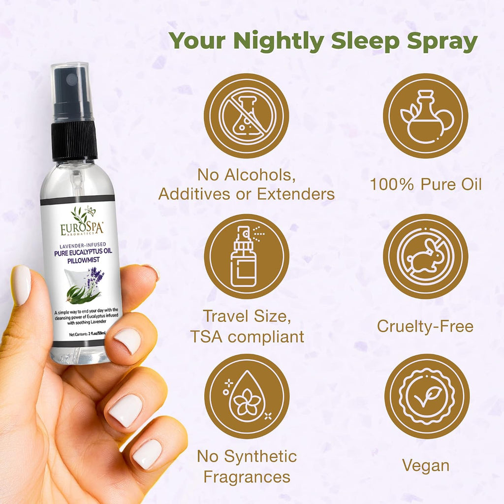 Lavender-Infused Pure Eucalyptus Oil Pillow Mist Sleep Spray - Deep Sleep Pillow Spray - Lavender Bed Spray - Set of 2