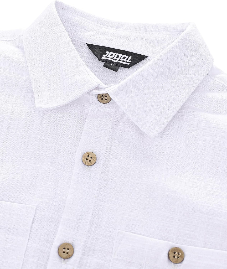 Boys Chambray Shirts Short Sleeve Button Down Shirt for Kids
