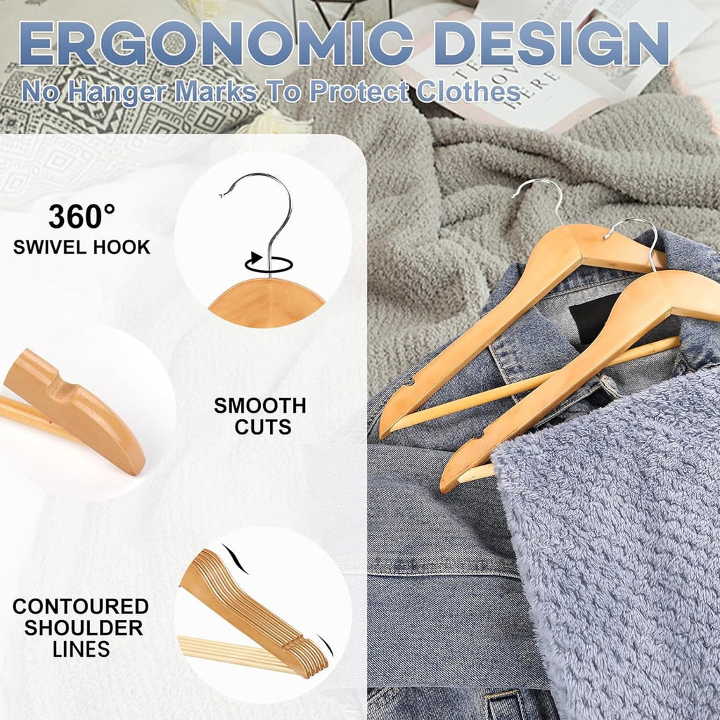 Wooden Hangers 80 Pack, Heavy Duty Wood Hangers for Coats