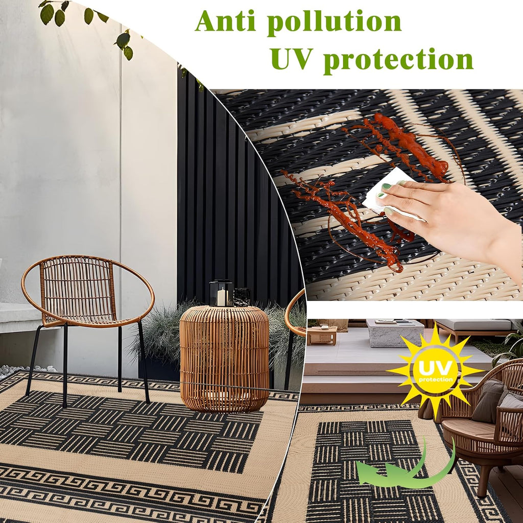 Outdoor Rug Waterproof, Reversible Outdoor Plastic Straw Rug