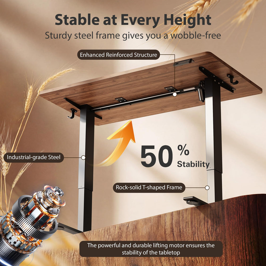 Standing Desk, 55x24 Inches Sit Stand Home Office Desk, Electric Stand up Desk, Adjustable Desk with Splice Board