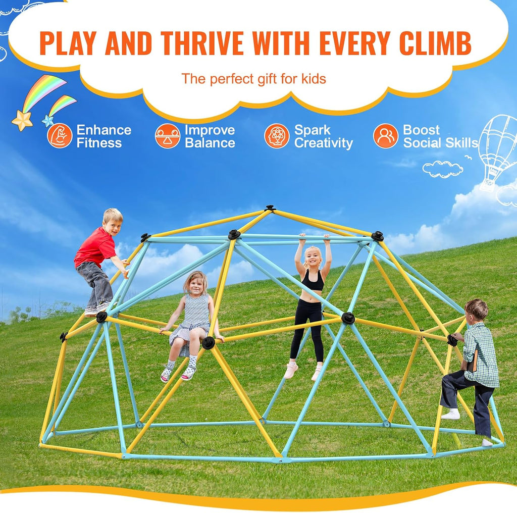 Climbing Dome, 12FT Geometric Dome Climber Play Center for Kids 3 to 10 Years Old, Jungle Gym Supports 750LBS and