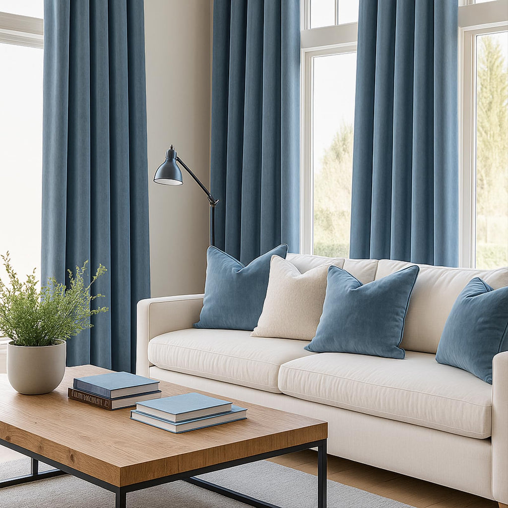 Blue Velvet Blackout Curtains 84 Inches Long, Slate Blue Light Stone Blue Dusty Blue Room Darkening Thermal Insulated