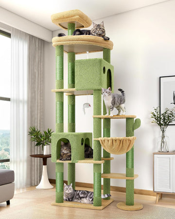 Cactus Giant Cat Tree for Indoor Large Cats, 83in, Green