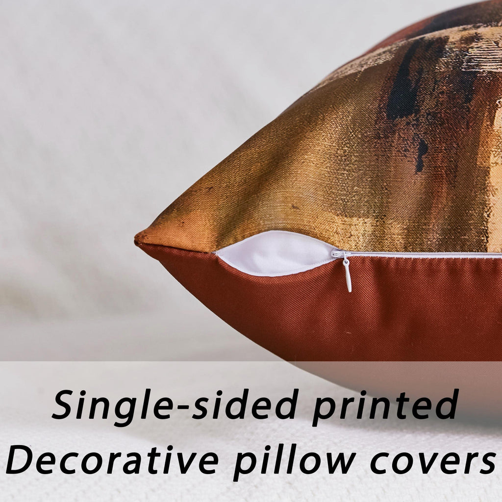 Burnt Orange Abstract Pillow Covers 18x18, Set of 2