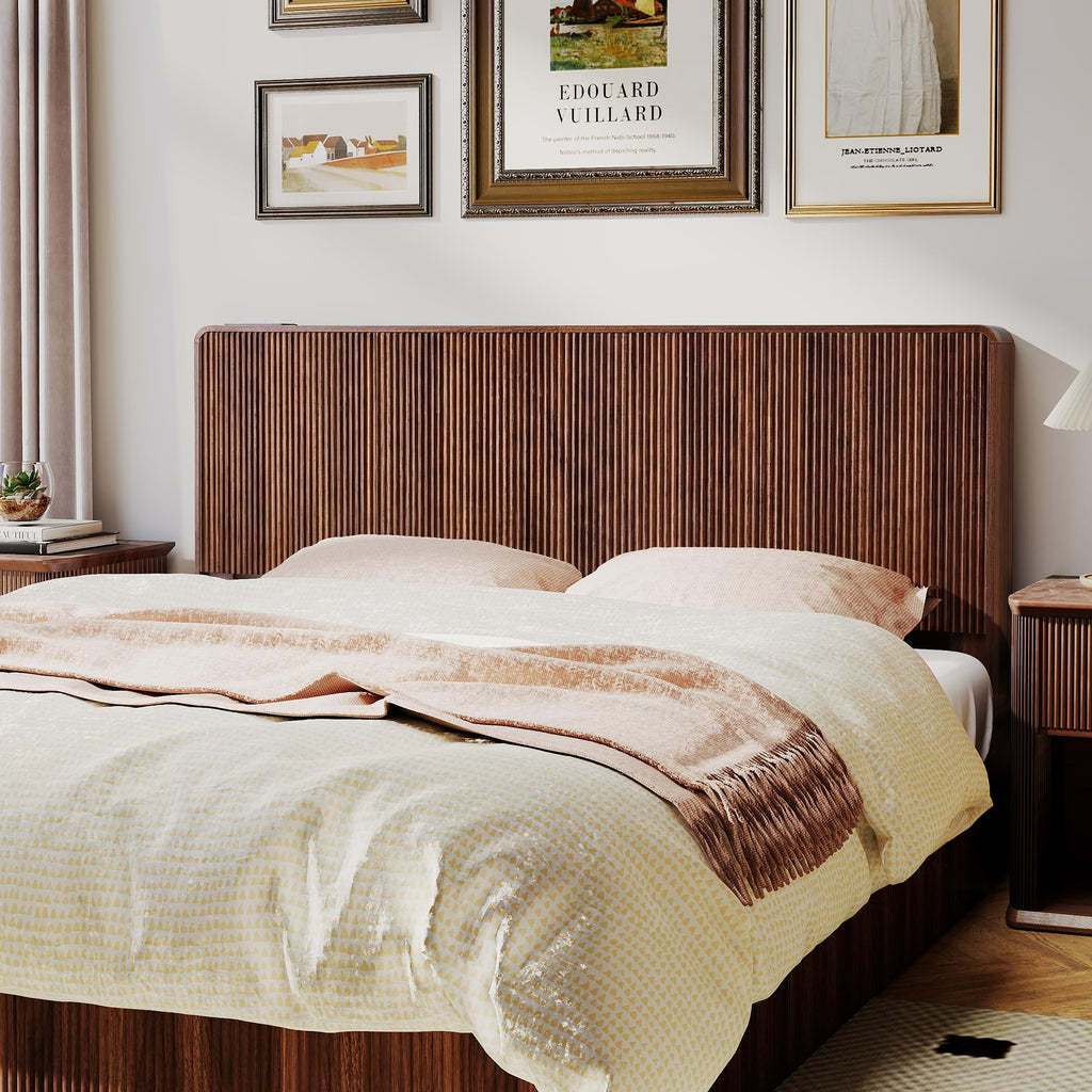 Fluted Headboard King Size, Mid Century Modern King Headboard Only