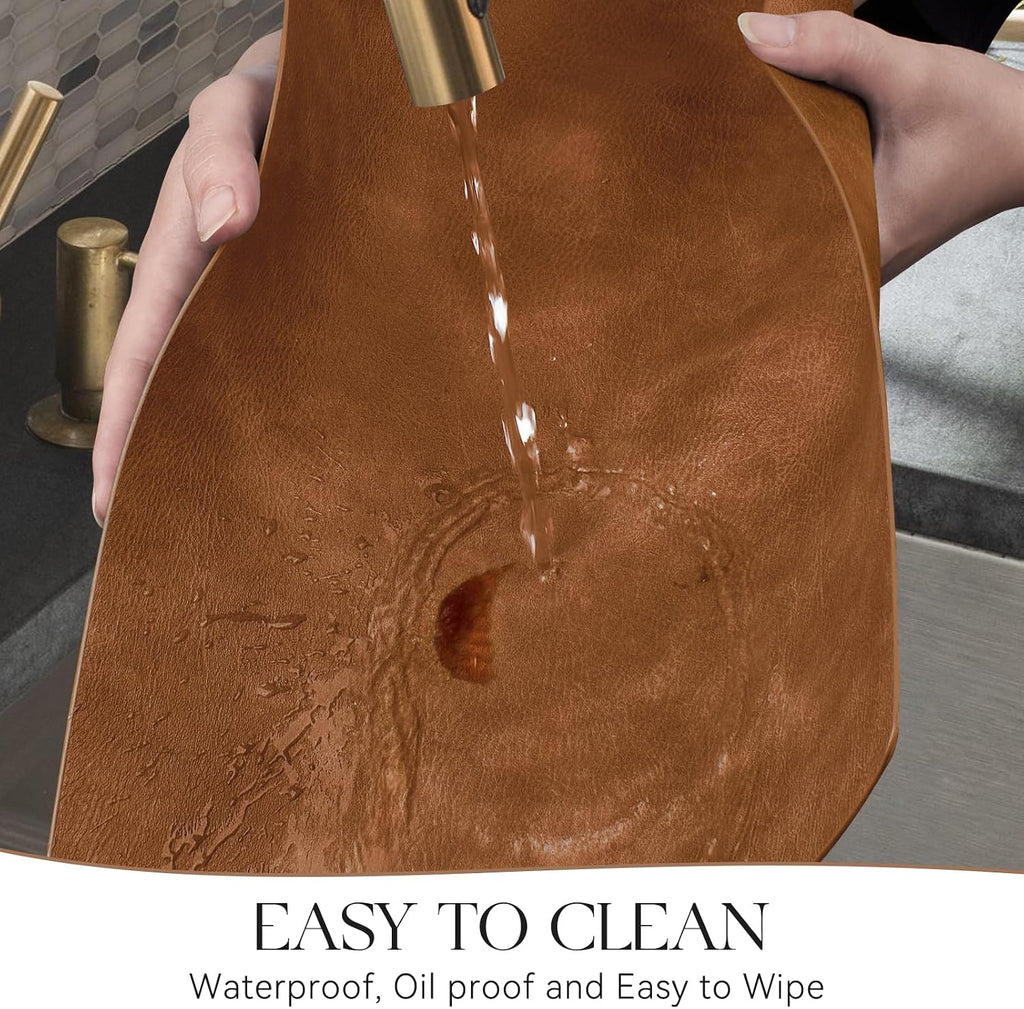Vinyl Faux Leather Placemats, Reddish Brown - Set of 4